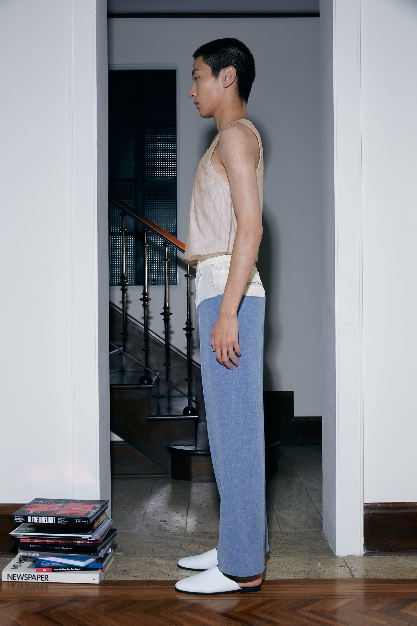 Silk Tulle and Natural Cotton Two Layers Tank Top