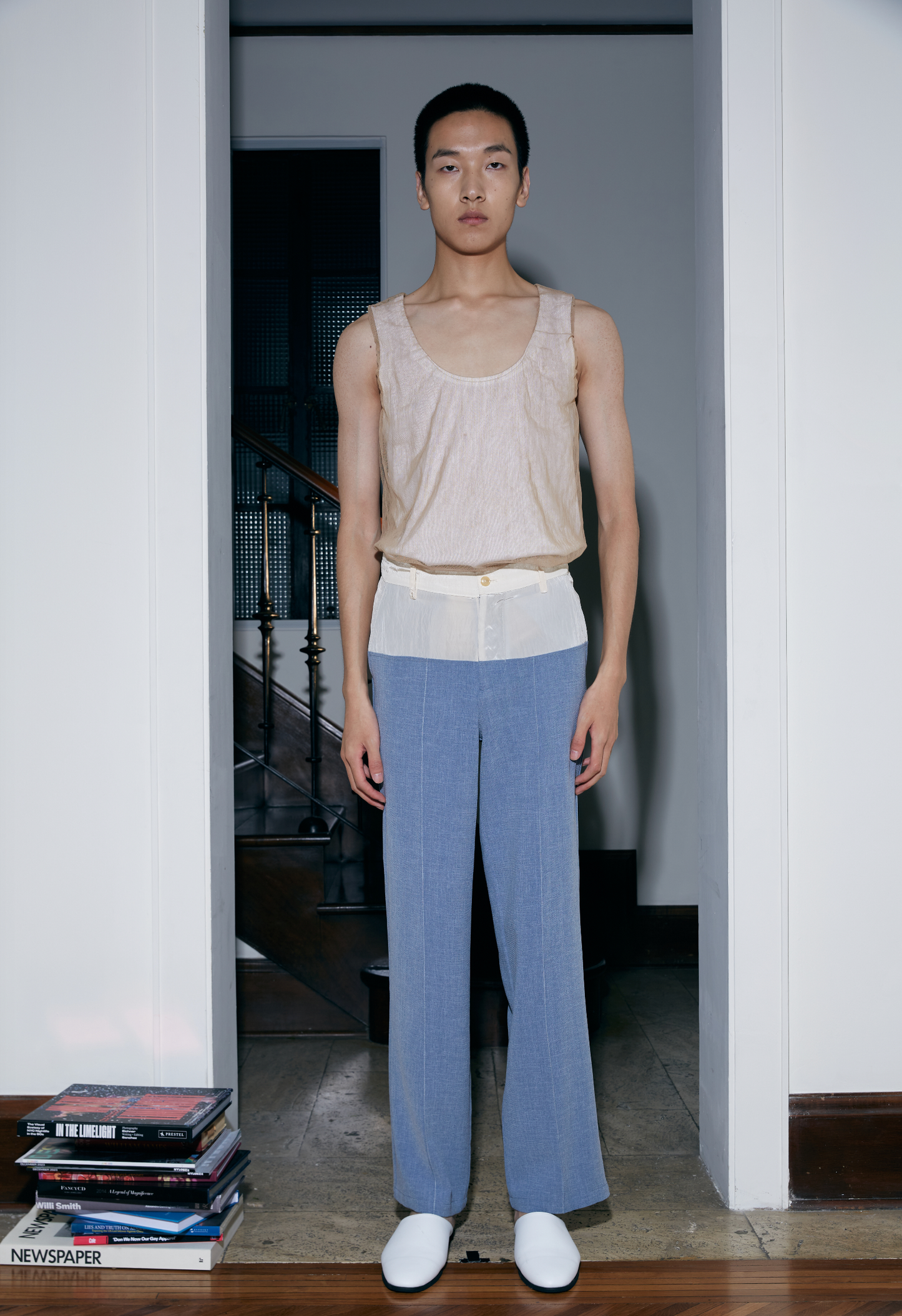 Silk Tulle and Natural Cotton Two Layers Tank Top