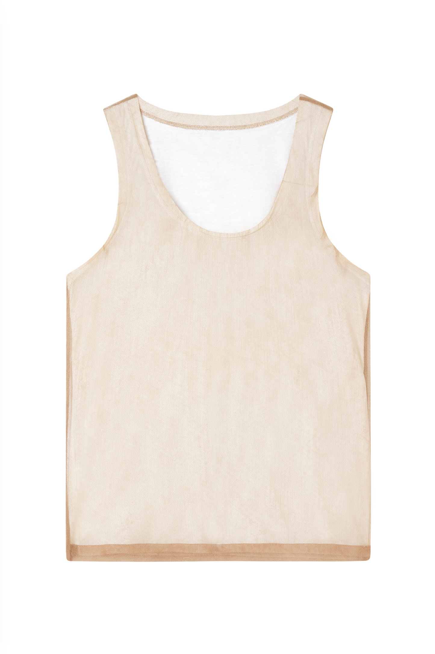 Silk Tulle and Natural Cotton Two Layers Tank Top